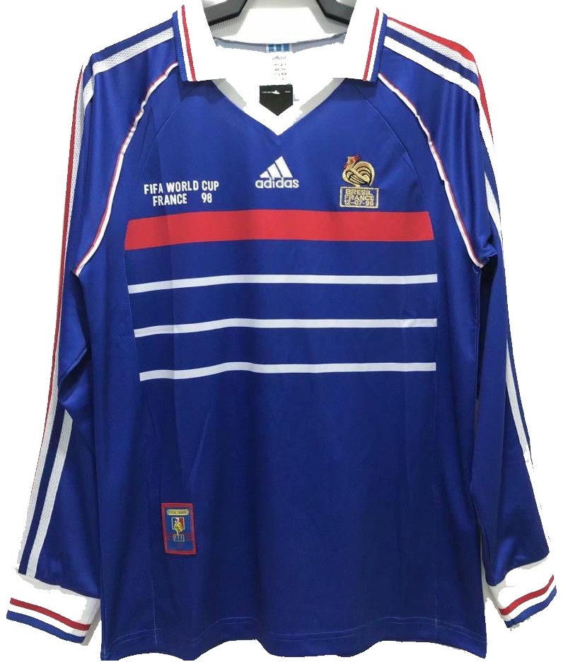 Camisa I Seleção da França 1998 Adidas Retro manga comprida